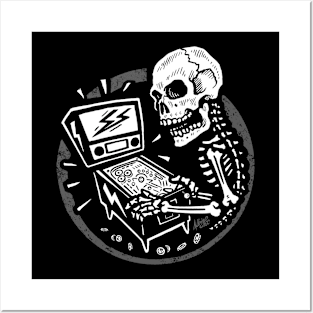 Skeletal When Lit - Pinball Playing Skull Posters and Art